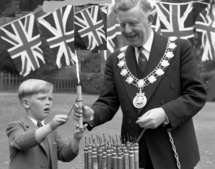 Artist impression of a Mayor lighting the signal flare in Alison Park, 1953