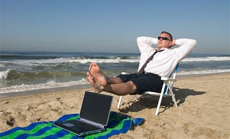 Man in business suit relaxing on Coogee beach